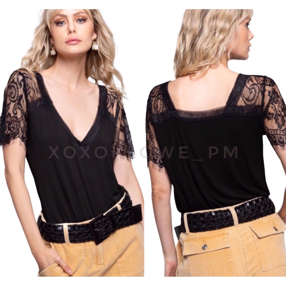 Black Lace Short Sleeve Buttery Soft Premium Tee